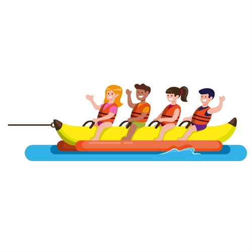 Summer Theme Banana Boat Ride Transparent Sticker